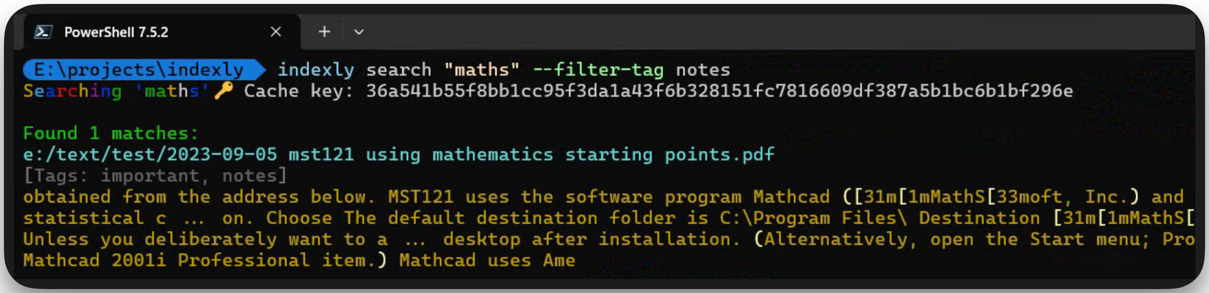 Sample Tags after search